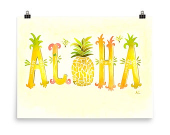 Aloha Watercolor Painting || Hawaiian Art || Watercolor Pineapple