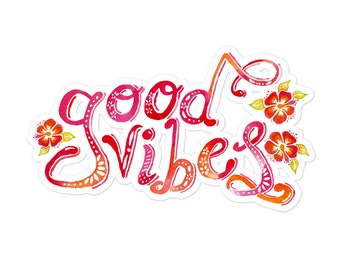 Good Vibes Hibiscus Beach Mood Sticker