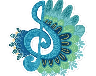 Music Note Zentangle Blue