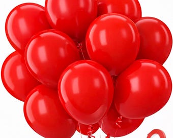 100 Pack Red Balloons, 12" Matte Red Latex Balloons for Birthday, Valentine's Day, Christmas, Wedding, Graduation & Party Decor