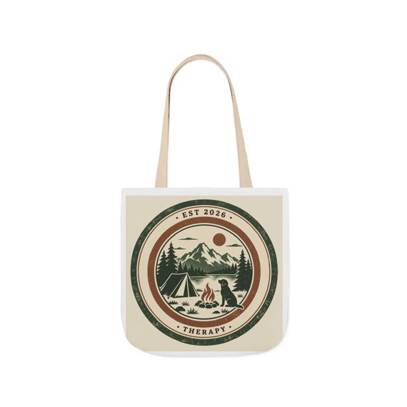 Camping Dog Lover Tote Bag: Campfire Therapy Gift (16"x16")