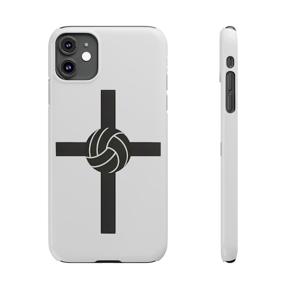 Cross Volleyball Phone Case, Christian Sports Gift, Polycarbonate Shell