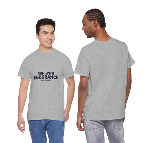 Run With Endurance Christian Tee, Hebrews 12:1 Bible Verse Shirt, Faith Athlete Gift