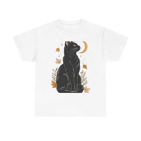 Black cat mom Halloween cat lover t-shirt with autumn moon design product mockup