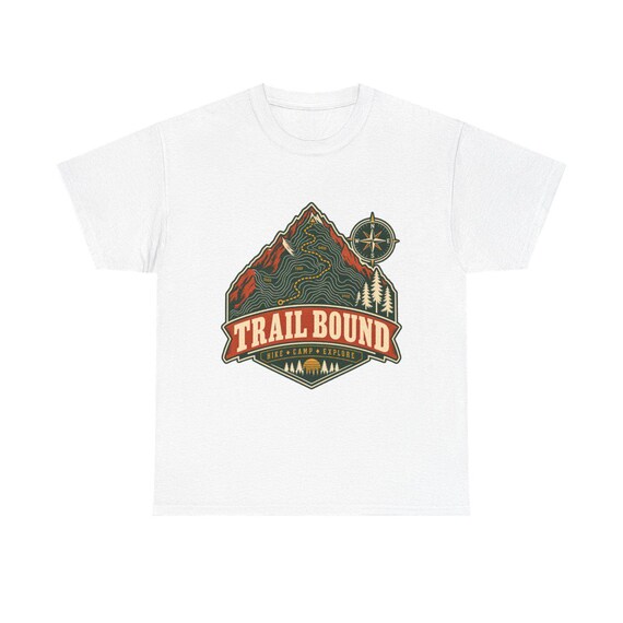 Retro topo map hiking camping t-shirt with vintage trail map design product mockup