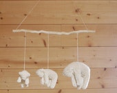 Waldorf mobile, knitted sheeps with ecological wool. On order
