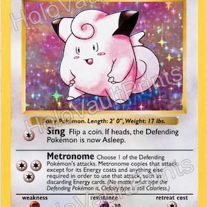 Clefairy 1st Edition Shadowless Base Set 5/102 Vintage Holo Card – Classic Display Proxy, TCG Binder Filler Collectible Gift