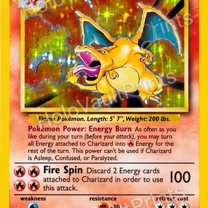 Charizard 1st Edition Shadowless Base Set 4/102 Vintage Holo Card – Classic Display Proxy, TCG Binder Filler Collectible Gift