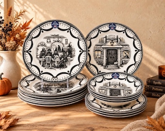 Plato llano de Halloween de Royal Stafford de 28 cm, diseño de brujas y casa encantada. Elige tu diseño.