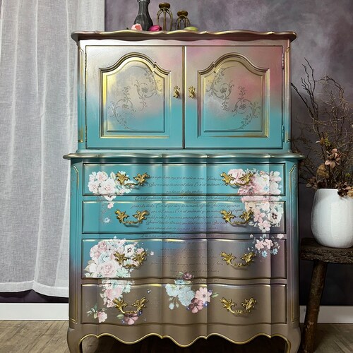 Vintage Dresser Louis IV Style Boho Painted Small Dresser Etsy