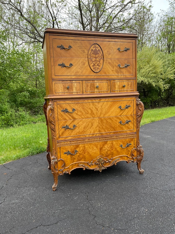 Antique Bedroom Set - Tall Dresser - Long Dresser - Nightstand