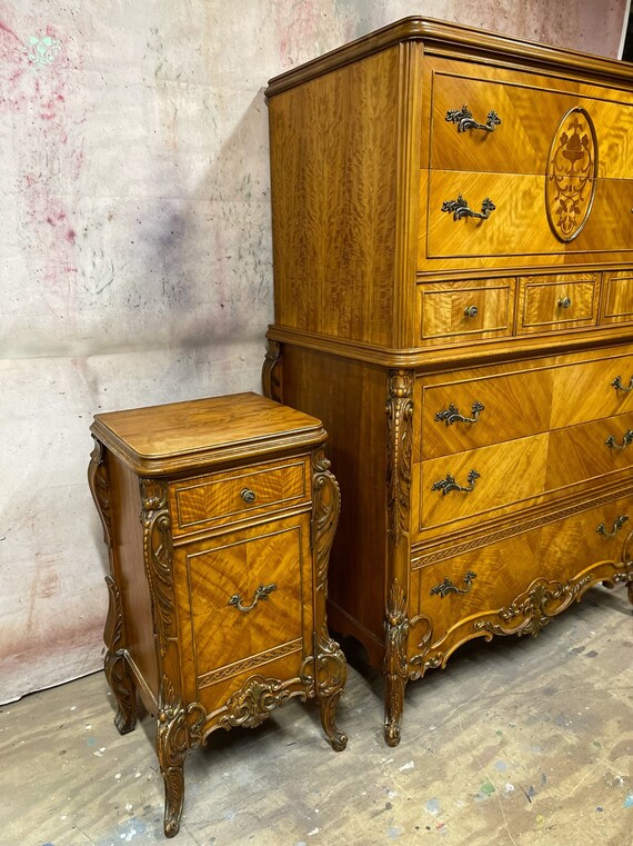 Antique Dresser - Nightstand - Mirror