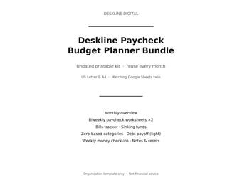 Zero Based Budget Google Sheets & Paycheck Budget Planner Printable | Biweekly Budget | Bills Tracker Digital Download