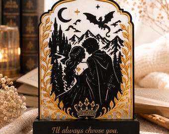 Vierter Flügel Buchständer Violett und Xaden Dekor Drachenbuchdekor Fantasy-Bücherregaldekor Romantisches Geschenk Geschenk für Buchliebhaber Geschenk für Leser
