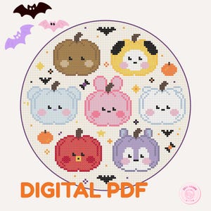 BT21 Pumpkin Patch Inspired Cross Stitch Pattern
