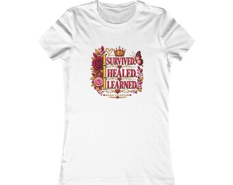 I Survived Healed Learned Crown Womens Inspirational Tee Maria Valentine