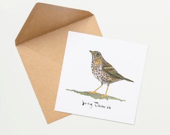 Carte d'oiseau chanteur pour la Grive musicienne
