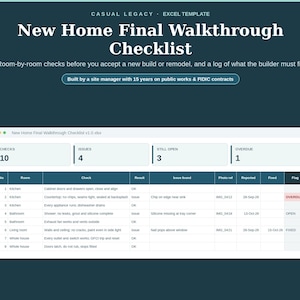 New Home Final Walkthrough Checklist, New Build Inspection and Punch List for Homeowners