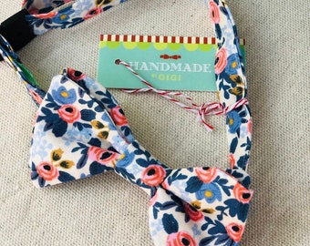 Child Blue Flowers Rifle Paper Co. Bow Tie