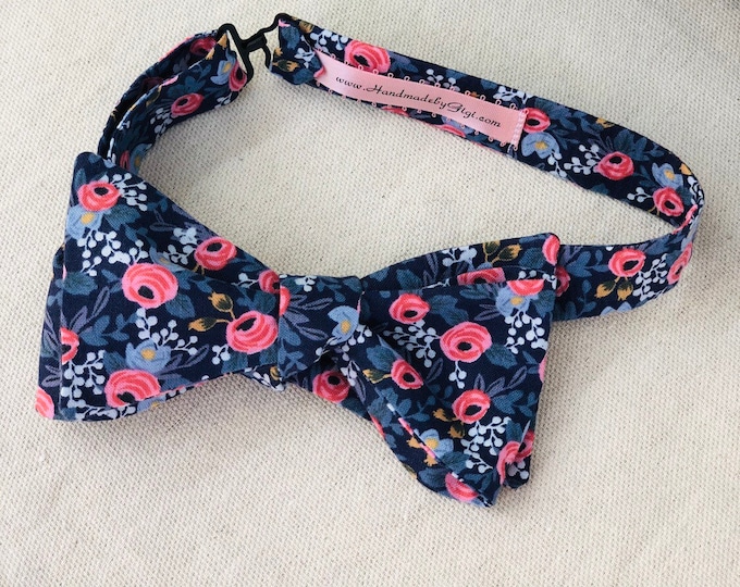 Adult Navy Rifle Paper Co. Bow Tie with Flowers