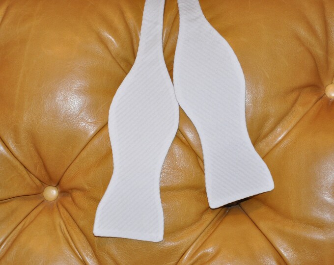 Bow Tie Adjustable White Seersucker Classic Stripe