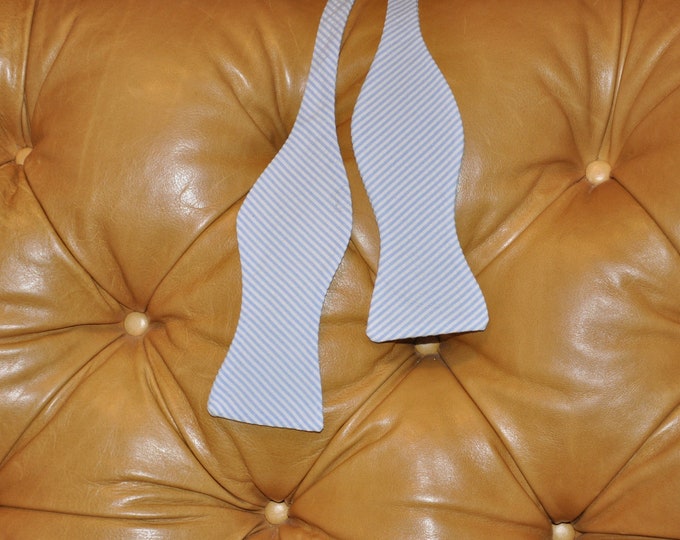 Bow Tie Adjustable Baby Blue Seersucker Classic Stripe
