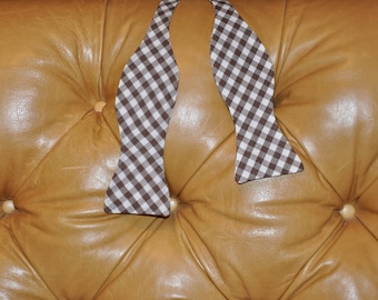 Bow Tie Adjustable Large Gingham Brown
