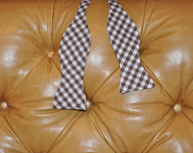 Bow Tie Adjustable Large Gingham Brown
