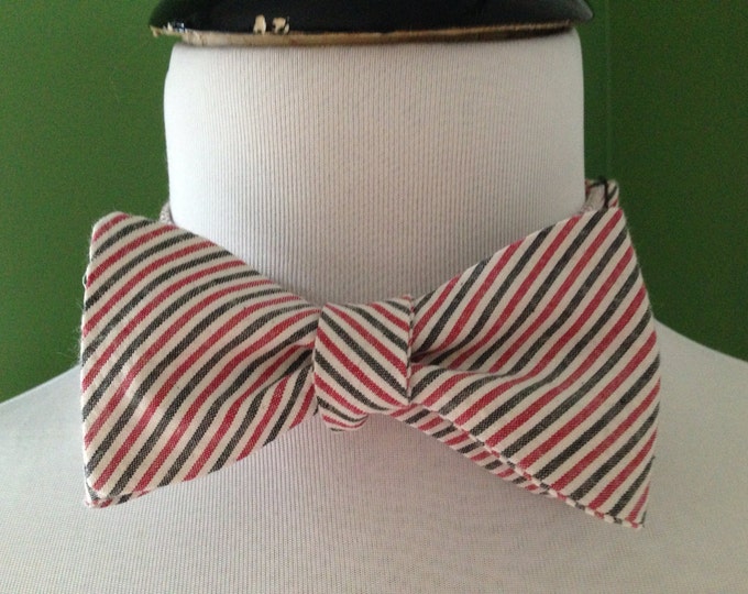 Seersucker red and black Adult Bow Tie Adjustable