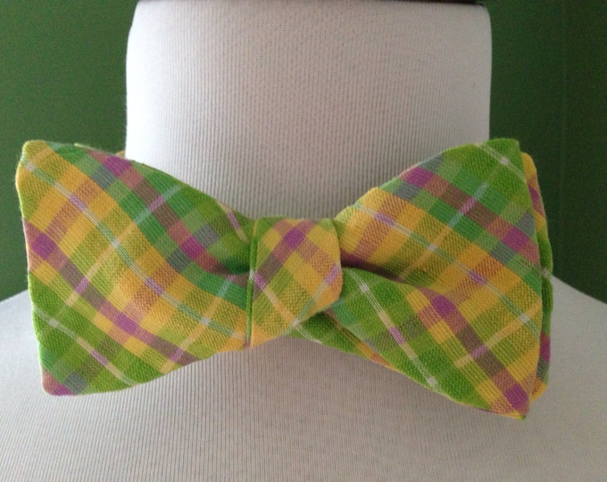 Limited Edition: Bow Tie Seersucker Yellow and Green Plaid