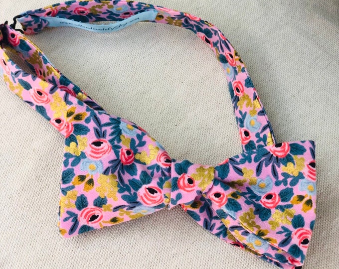 Adult Pink Rifle Paper Co. Bow Tie with Flowers