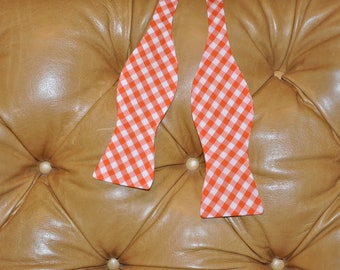 Bow Tie Adjustable Large Gingham Orange