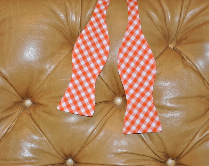Bow Tie Adjustable Large Gingham Orange