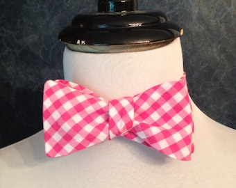 Bow Tie Adjustable Large Gingham Dark Pink