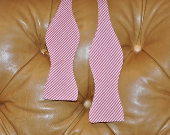 Bow Tie Adjustable Red Seersucker Classic Stripe