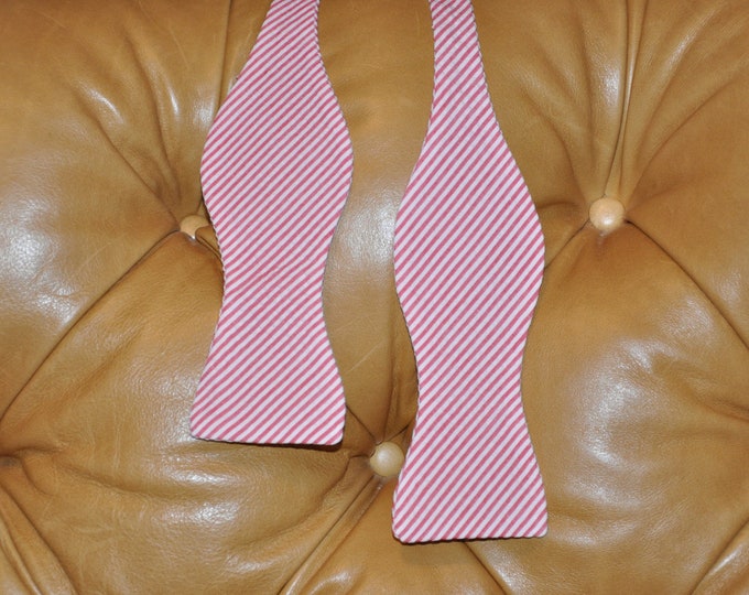 Bow Tie Adjustable Red Seersucker Classic Stripe