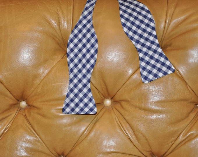 Bow Tie Adjustable Large Gingham Navy