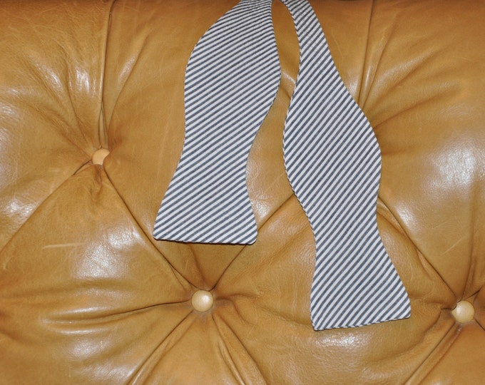 Bow Tie Adjustable Black Seersucker Classic Stripe