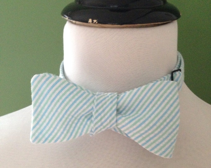 Bow Tie Seersucker Classic Stripe Mint and Cloud