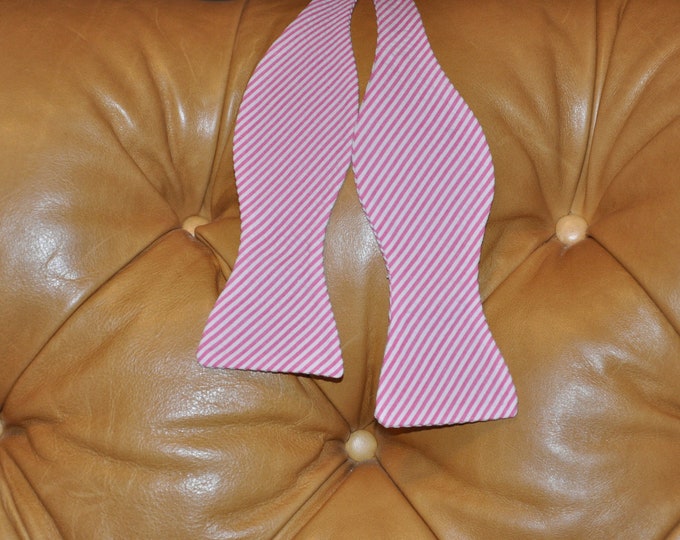 Bow Tie Adjustable Fuschia Seersucker Classic Stripe