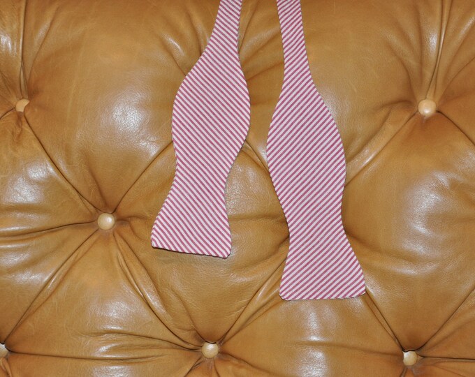 Bow Tie Adjustable Crimson Seersucker Classic Stripe