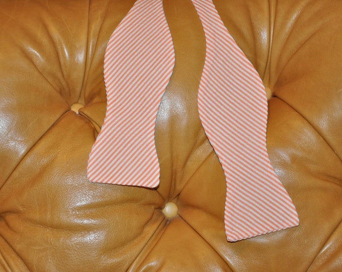 Bow Tie Adjustable Orange Seersucker Classic Stripe