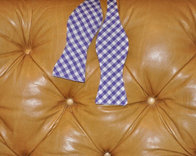 Bow Tie Adjustable Large Gingham Purple
