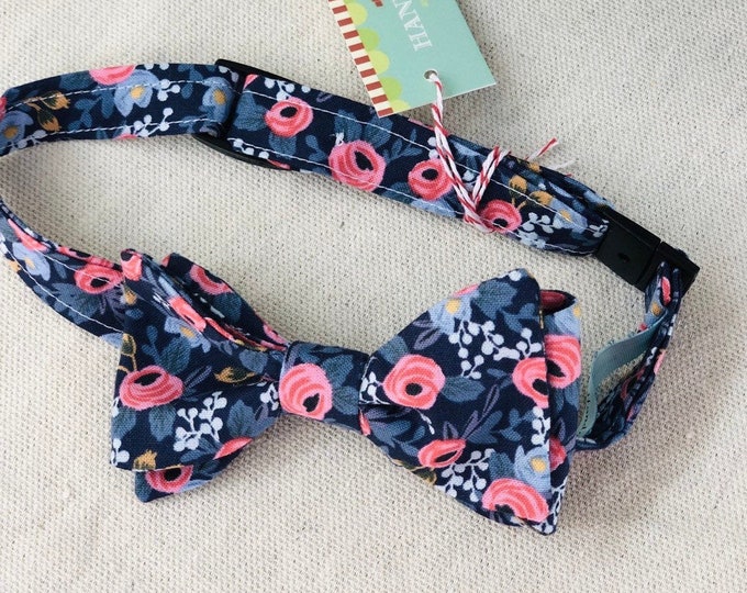 Child Navy Rifle Paper Co. Bow Tie with Flowers