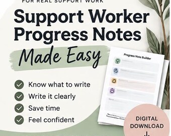 Guía de notas de progreso para trabajadores de apoyo / Notas de casos de apoyo para personas con discapacidad / Ejemplos de notas de progreso del NDIS / Creador de notas de progreso en PDF