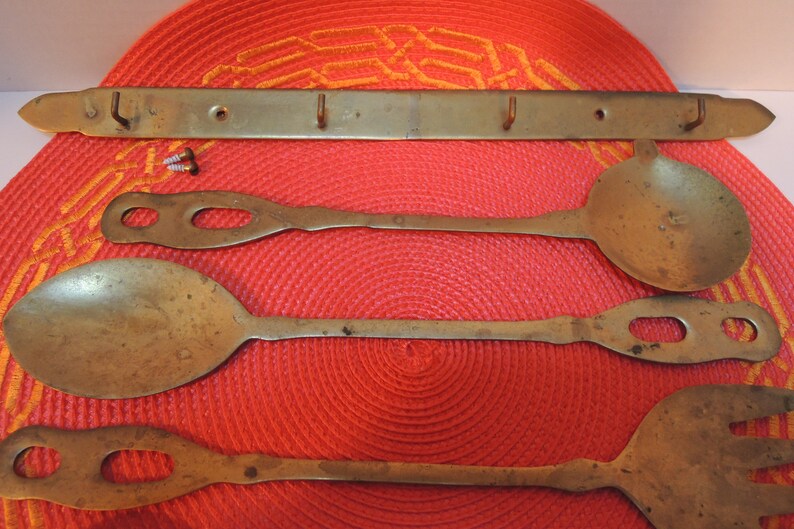 Brass Cooking Utensils Hanging bar w hardware Kitchen décor Etsy