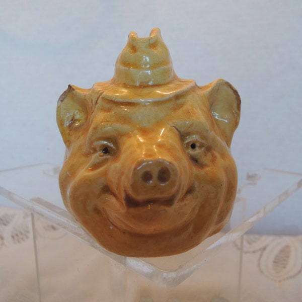 Bank, Pig’s head money holder, Clay boar’s head, Hand crafted, Very good condition, OOAK, Vintage