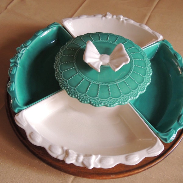 LAZY SUSAN, HOENIG, Turquoise and White