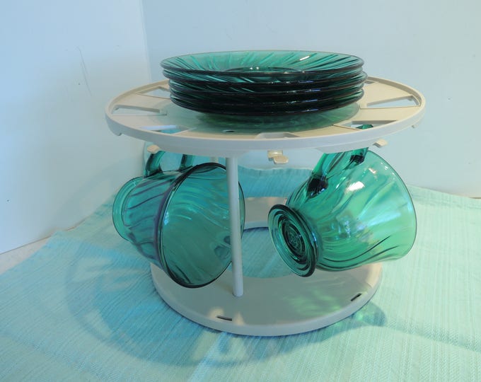 Rubbermaid Carousel Lazy Susan Cup and Plate Holder Beige Etsy