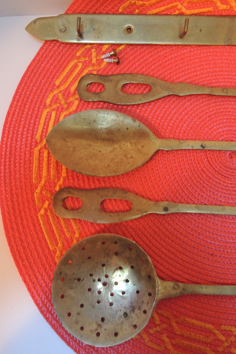 Brass Cooking Utensils Hanging bar w hardware Kitchen décor Etsy.de